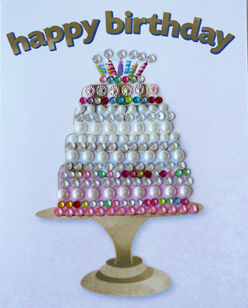 Happy Birthday Cake with stones card
