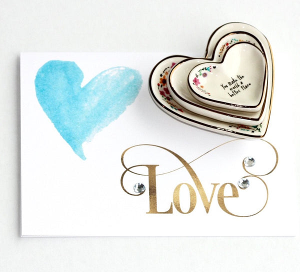 Heart Card with three Heart Trinket dishes