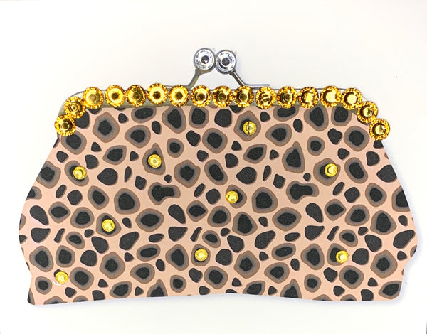 Leopard Clutch with gold stones card