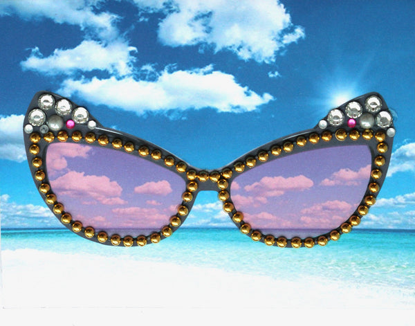 Glasses summer Beach Stones Card