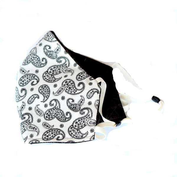 White and Black Paisley FaceMask