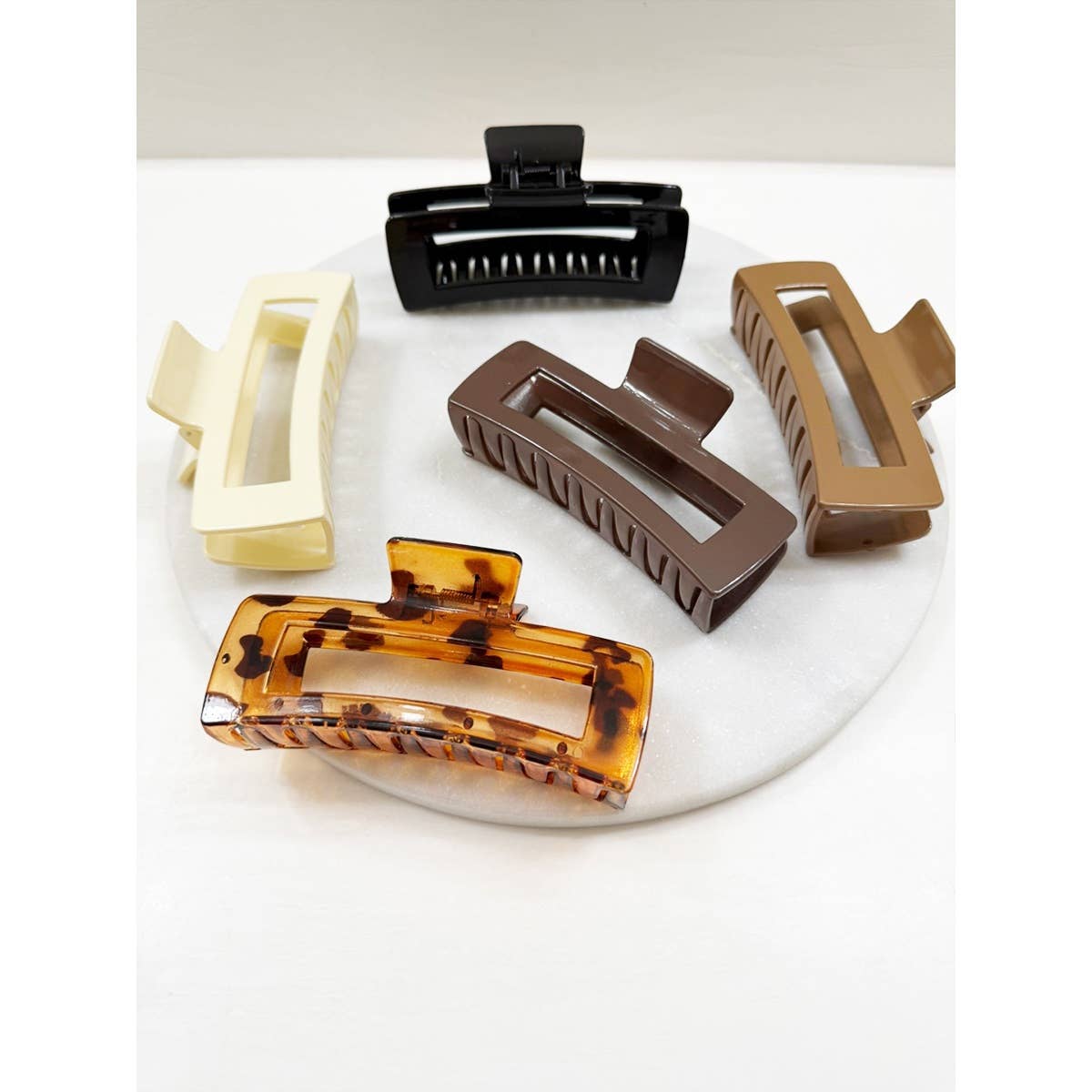 Assorted Color Jumbo Cut Out Rectangle Hair Claw
