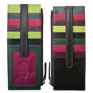 7800 Leather Card Holder with Zip Pocket