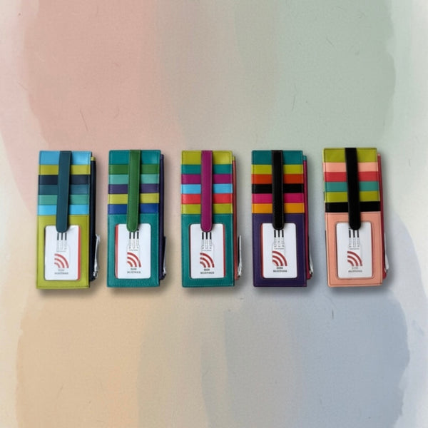 Leather Card Holder with Zip Pocket