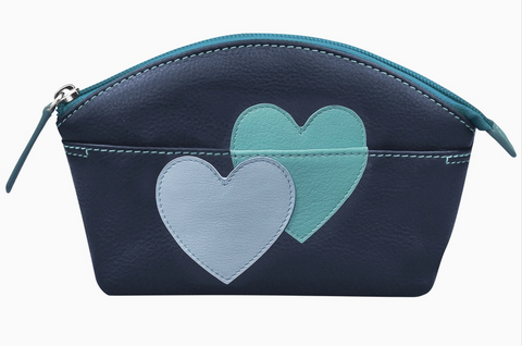 Leather Double Heart Cosmetic Case