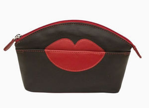 Leather Hot Lips Cosmetic Bag