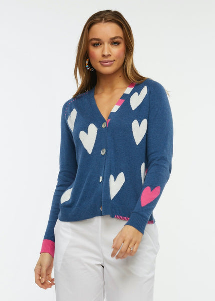 Blue and White Heart Cardigan