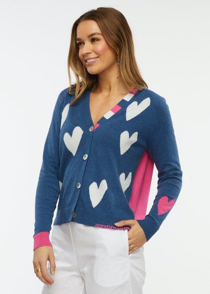 Blue and White Heart Cardigan