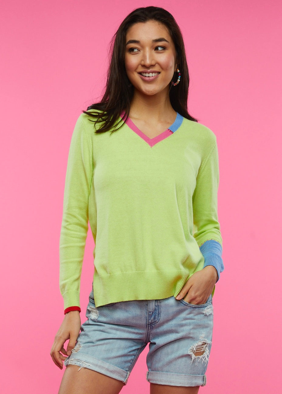 Lime V Neck Sweater
