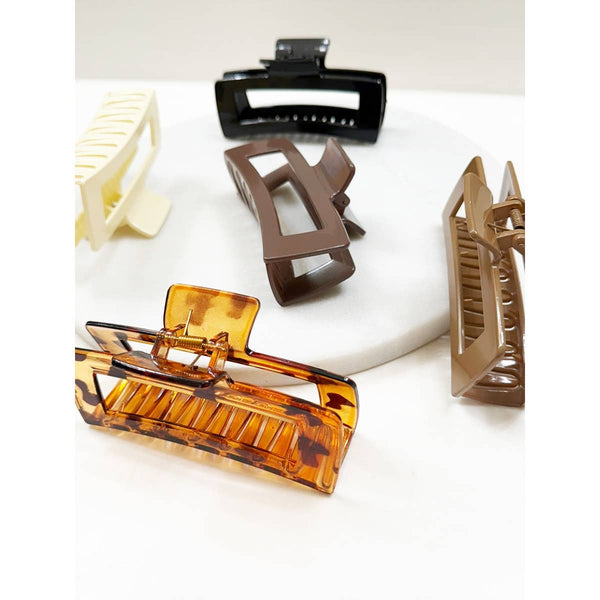 Assorted Color Jumbo Cut Out Rectangle Hair Claw