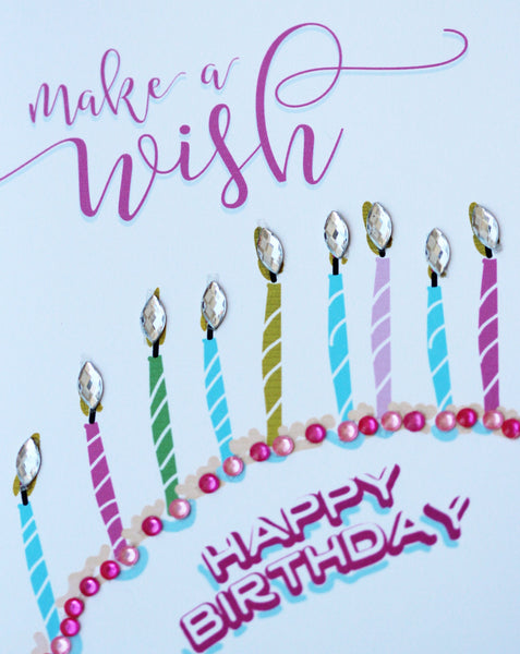 Card Make a Wish with stones candles