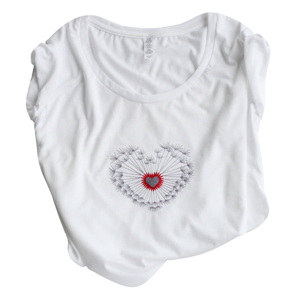 Embroidered T Shirt /Heart Sunburst