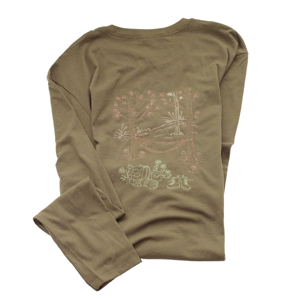 Mens Embroidered Long Sleeve Camp T Shirt Two Colours