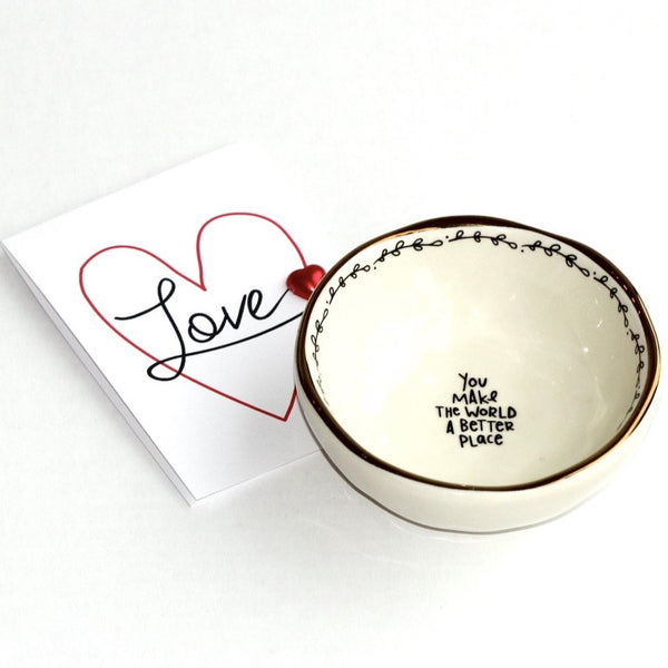 Love Card with Trinket dish 'you make the world a better place'