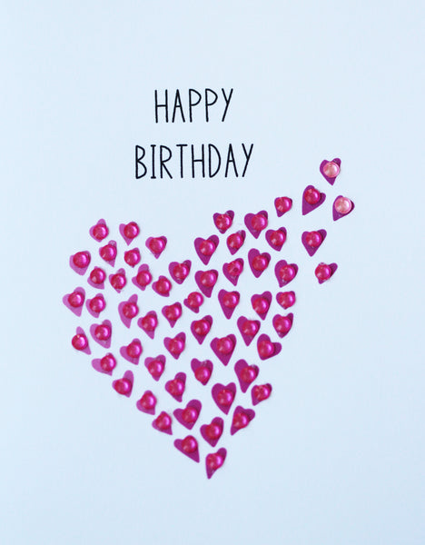 Happy Birthday with hearts and stones Card