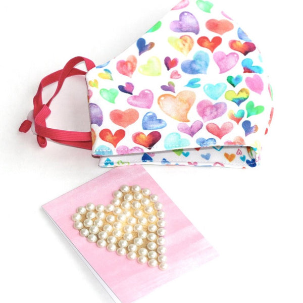 Pearl Heart card with Multi Cotton Heart FaceMask
