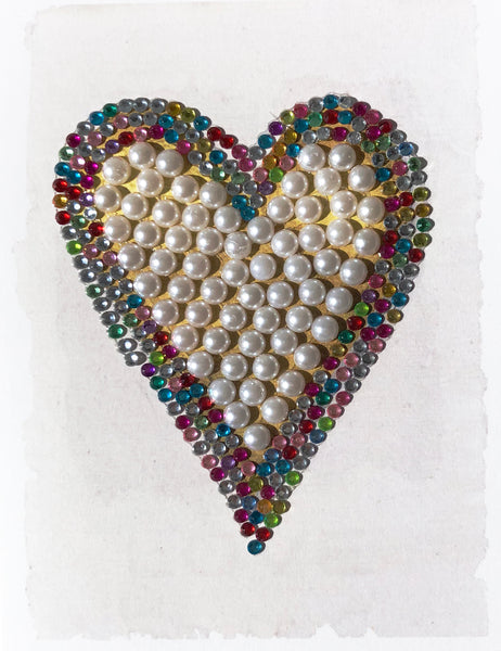 Heart with multi stones and pearls
