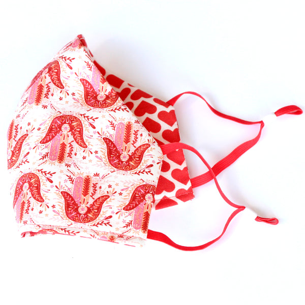 Hamsa and Red and White hearts FaceMask