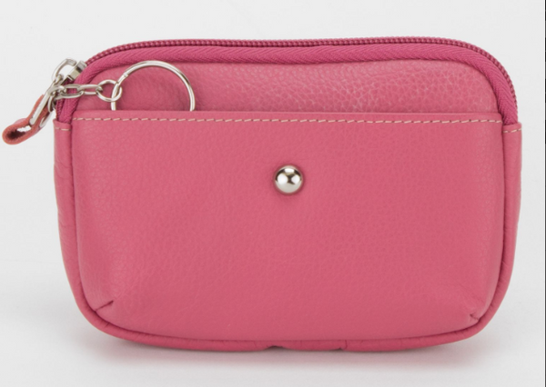 Leather Zip Key Coin Pouch / 3 Colours