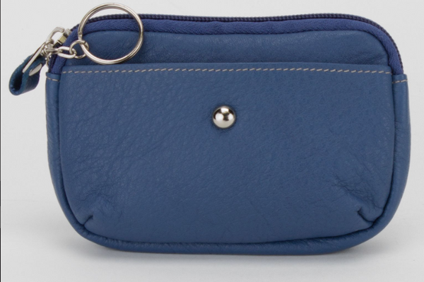 Leather Zip Key Coin Pouch / 3 Colours