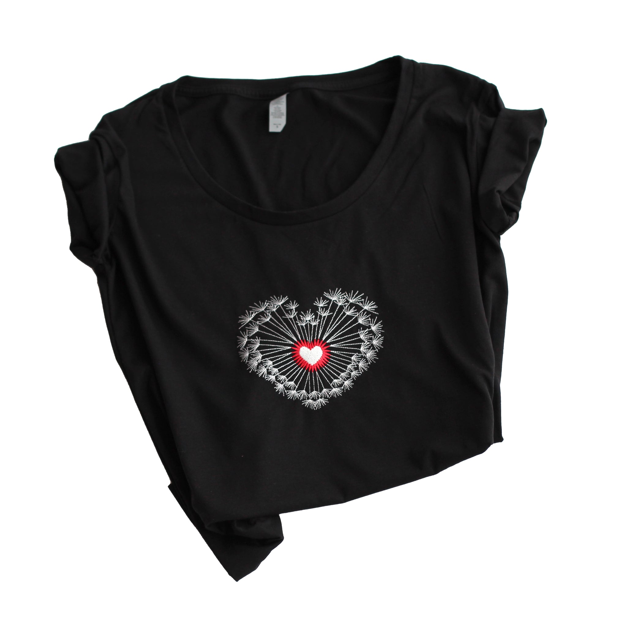 Embroidered T Shirt /Heart Sunburst