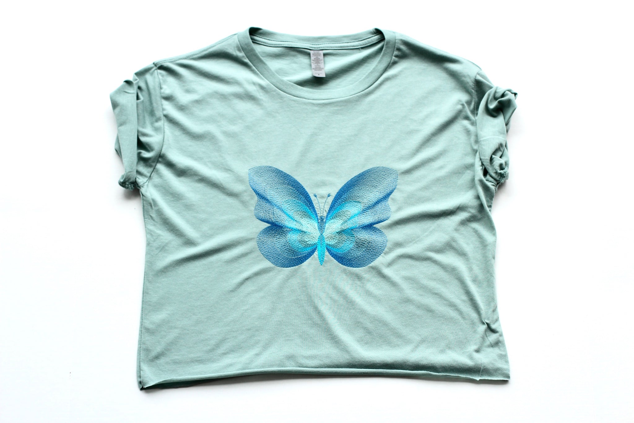 Embroidered T Shirt Butterfly