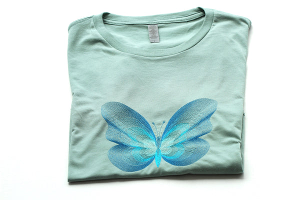 Embroidered T Shirt Butterfly